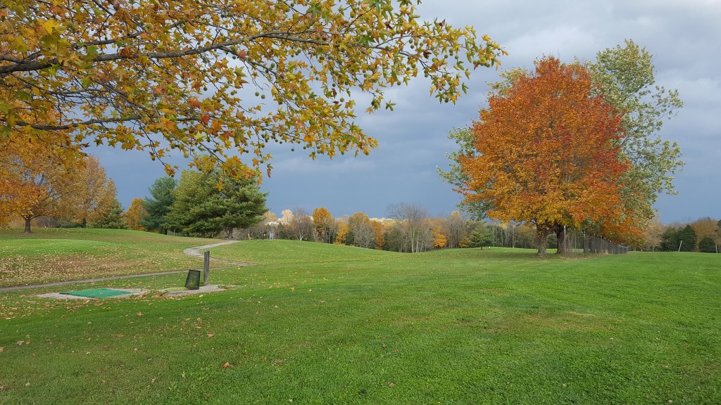 view down the course on a cloudy day