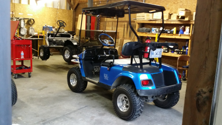 golf cart in the shop